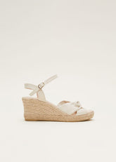 Leather Knot Front Espadrilles - Ivory