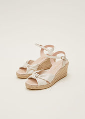 Leather Knot Front Espadrilles - Ivory