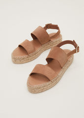 Brown Suede Chunky Sandals - Tan