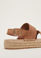 Brown Suede Chunky Sandals - Tan