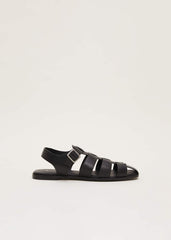 Leather Chunky Strap Sandal - Black