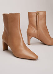 Brown Leather Ankle Boots - Light Tan