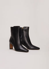 Brown Leather Ankle Boots - Black