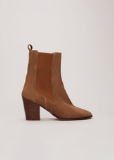 Brown Suede Cowboy Boots - Tan