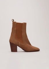 Brown Suede Cowboy Boots - Tan