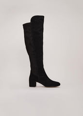 Milly Black Leather Knee High Boots - Black