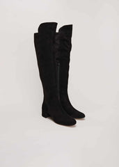 Milly Black Leather Knee High Boots - Black