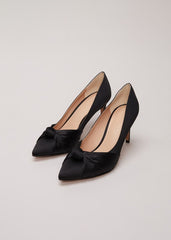 Black Satin Court Heels - Black