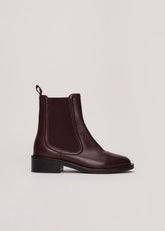 Leather Ankle Boots - Burgundy