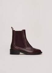 Leather Ankle Boots - Burgundy