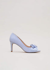 Satin Twist Peeptoe Shoes - Pale Blue