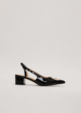Patent Block Heel Shoes - Black