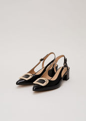 Patent Block Heel Shoes - Black