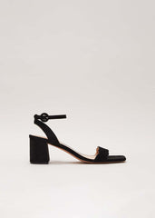 Suede Scallop Block Heel - Black