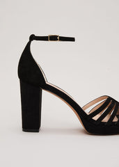 Suede Strappy Platform Shoe - Black