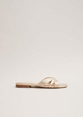 Leather Flat Slider Sandal - Gold