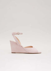 Ankle Strap Peep Toe Wedge - Pale Pink