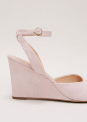 Ankle Strap Peep Toe Wedge - Pale Pink