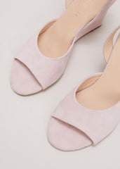 Ankle Strap Peep Toe Wedge - Pale Pink