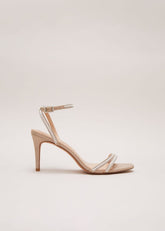Pearl Embellished Barely There Sandal - Metallic