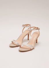 Pearl Embellished Barely There Sandal - Metallic