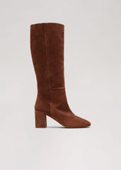 Tan Suede Block Heel Knee Boot - Tan