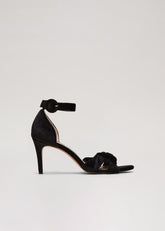 Black Velvet Plaited Strappy Sandal - Black