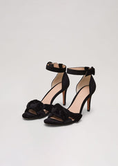 Black Velvet Plaited Strappy Sandal - Black