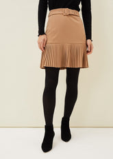 Annabel Pleated Mini Skirt - Camel