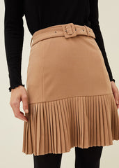 Annabel Pleated Mini Skirt - Camel