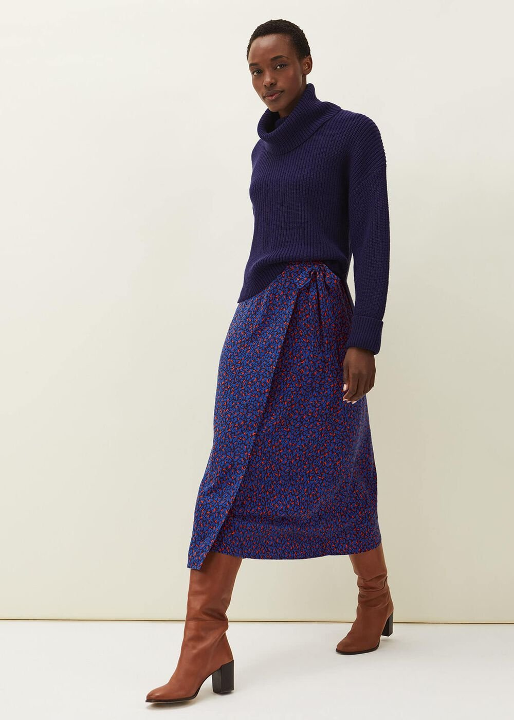 Lou Lou Animal Print Wrap Skirt - Spice/Ink