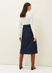 Jessa Denim Midi Pencil Skirt - Denim