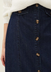 Jessa Denim Midi Pencil Skirt - Denim