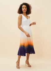 Raya Pleated Dip Dye Skirt - Violet/Cream