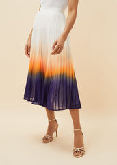 Raya Pleated Dip Dye Skirt - Violet/Cream