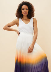 Raya Pleated Dip Dye Skirt - Violet/Cream