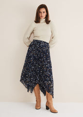 Zeba Star Pleated Midi Skirt - Blue
