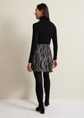 Ilaria Flippy Mini Pearl Print Skirt - Black