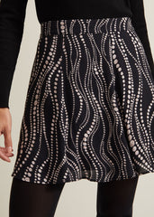 Ilaria Flippy Mini Pearl Print Skirt - Black