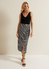 Rory Jersey Printed Maxi Skirt - Black/Stone