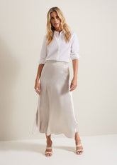 Ophelia Satin Midi Skirt - Metallic