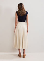 Susie Cream Pu Pleated Midi Skirt - Cream