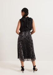 Petite Zoe Metallic Pleated Skirt - Metallic