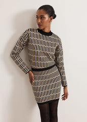 Tanya Lurex Geo Mini Skirt - Gunmetal