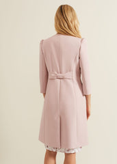 Venita Bow Long Jacket - Antique Rose
