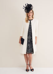 Venita Bow Long Jacket - Neutral