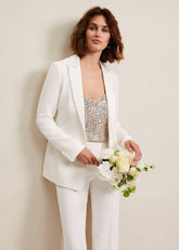 Beatriz White Satin Bridal Blazer - Ivory