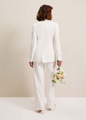 Beatriz White Satin Bridal Blazer - Ivory