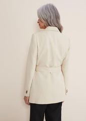 Inessa Linen Belted Blazer - Stone