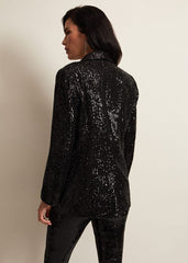 Ameera Sequin Soft Blazer - Black